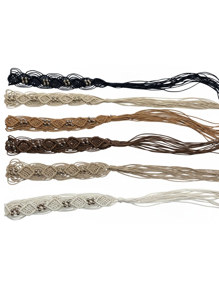 Cinturón macramé flecos y cuentas