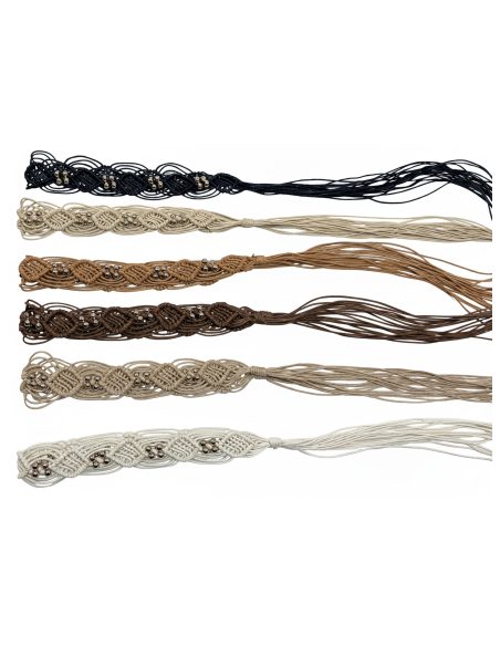 Cinturón macramé flecos y cuentas