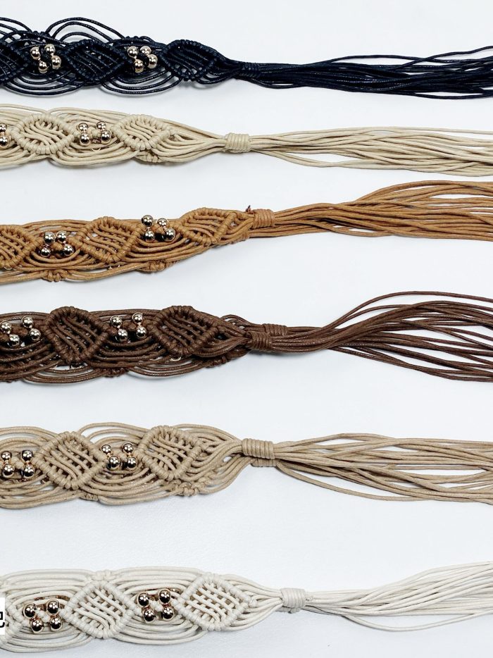Cinturón macramé flecos y cuentas