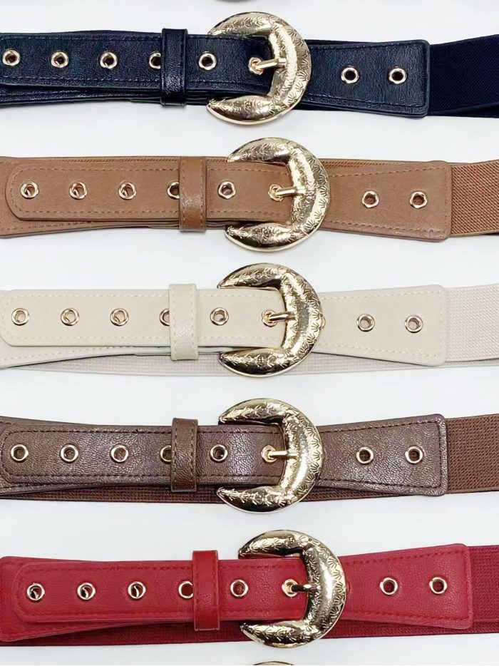 Cinturón elástico hebilla efecto martillado y ojales