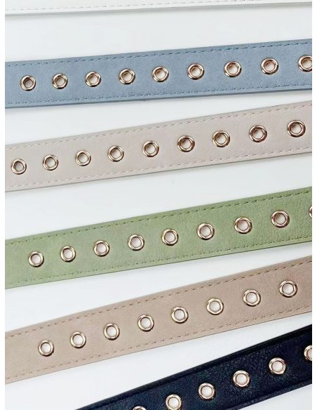 Schmaler Gürtel mit Ösen und goldener Schnalle