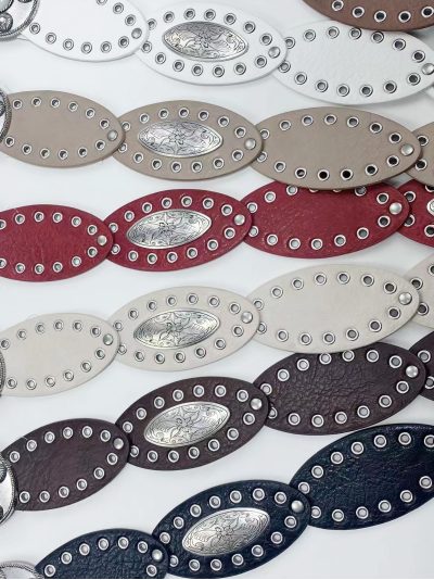 Cinturón boho discos ovalados y ojales 2