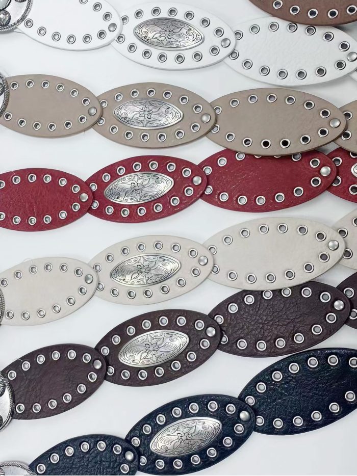 Cinturón boho discos ovalados y ojales