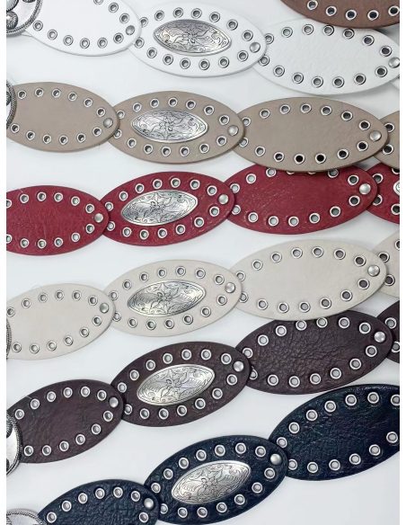 Cinturón boho discos ovalados y ojales