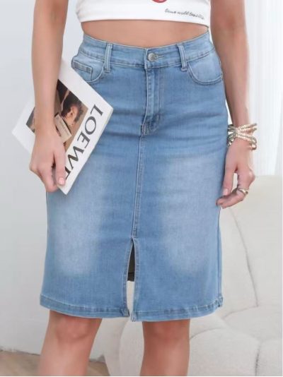 Falda denim midi abertura