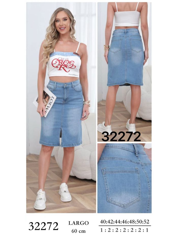 Jeans-Midirock mit Schlitz