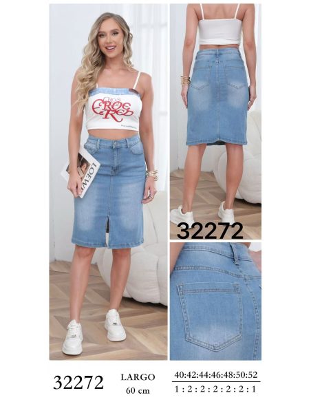 Jeans-Midirock mit Schlitz