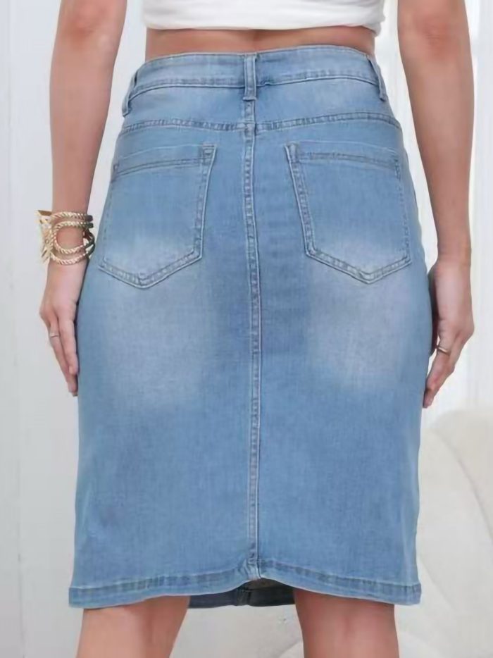 Jeans-Midirock mit Schlitz