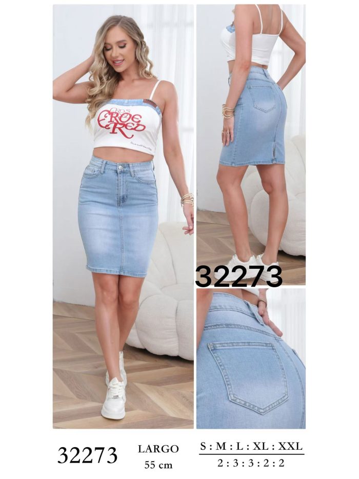 Falda denim lápiz