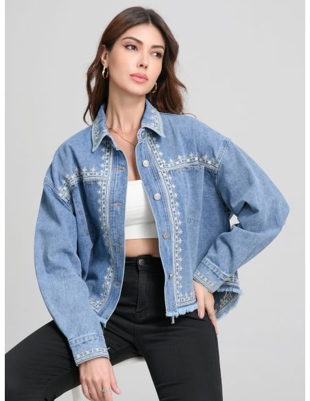 Embroidered denim overshirt