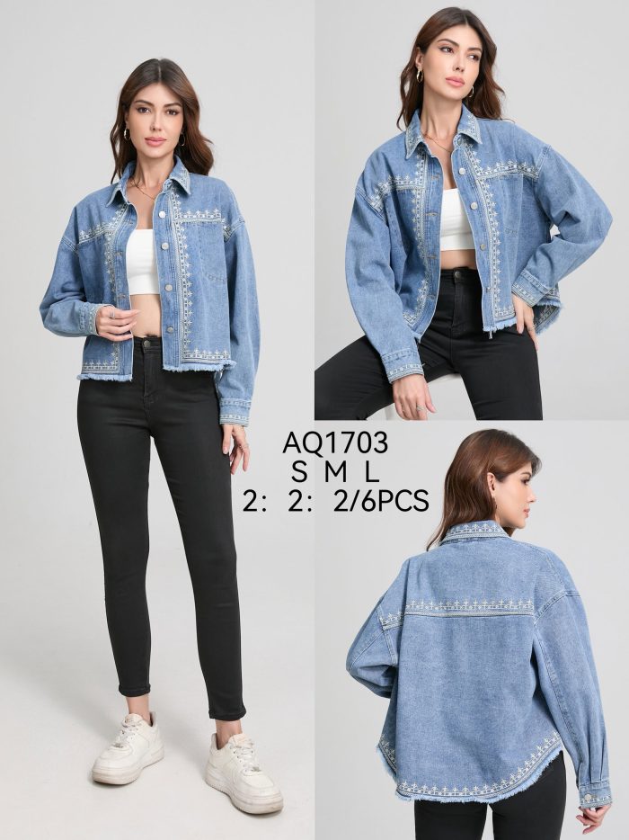 Embroidered denim overshirt