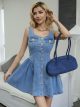 Vestido denim botones joya