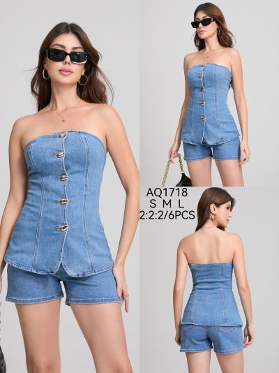 Denim strapless top 2