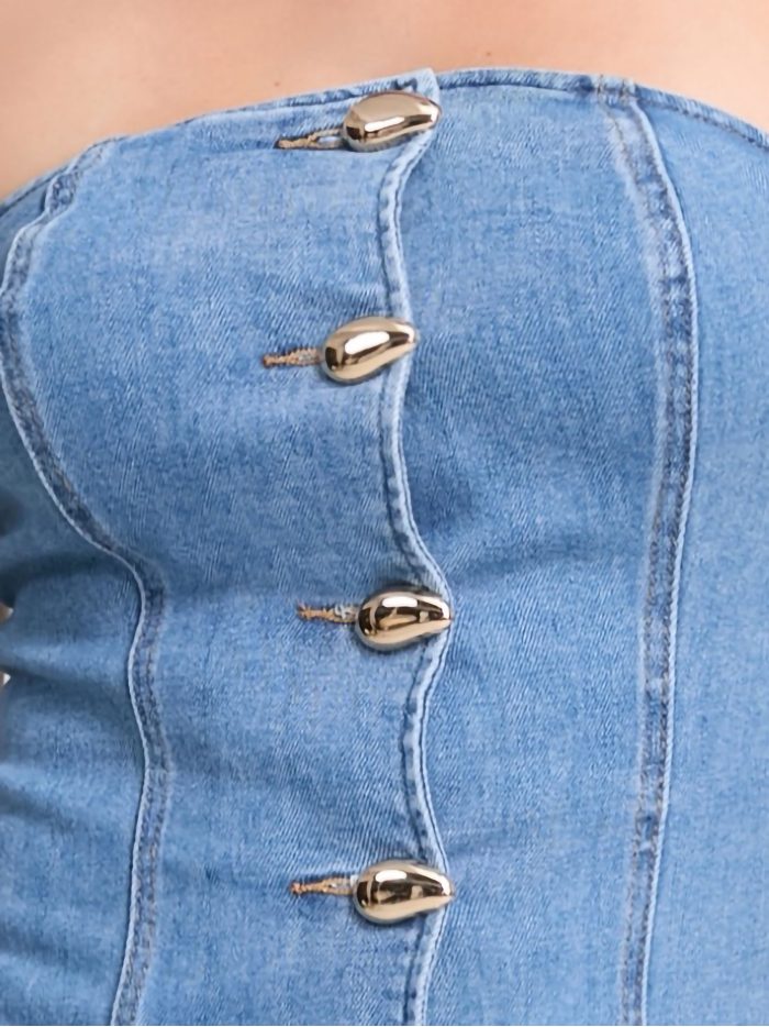 Trägerloses Jeans-Top