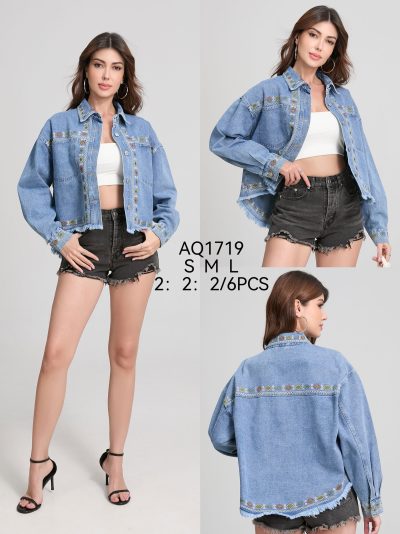 Sobrecamisa denim bordada multicolor 2