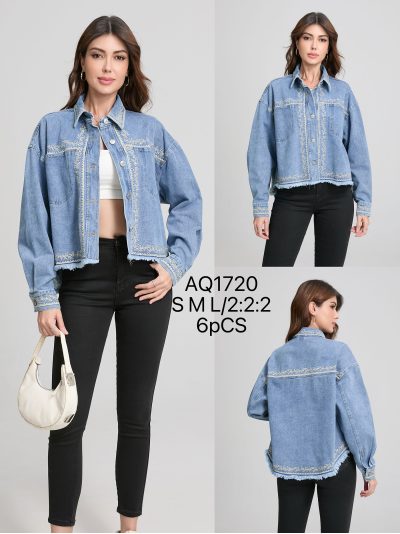 Besticktes Jeanshemd mit Blättern 2