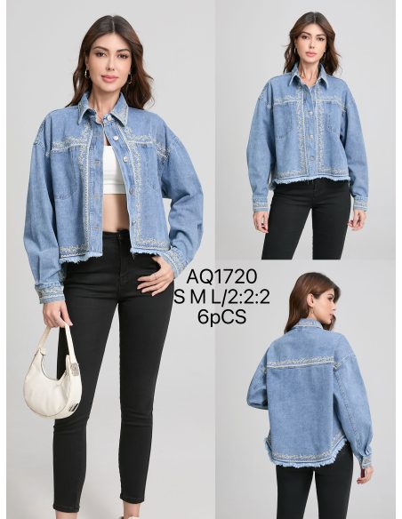 Sobrecamisa denim bordada hojas