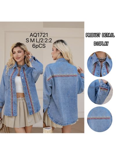 Camicia in denim ricamata multicolore 2