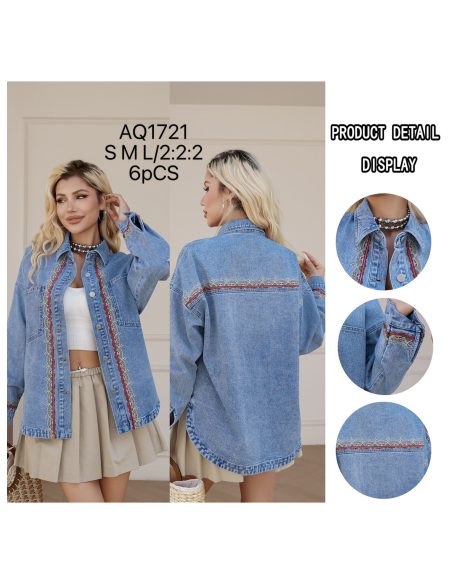 Embroidered denim overshirt