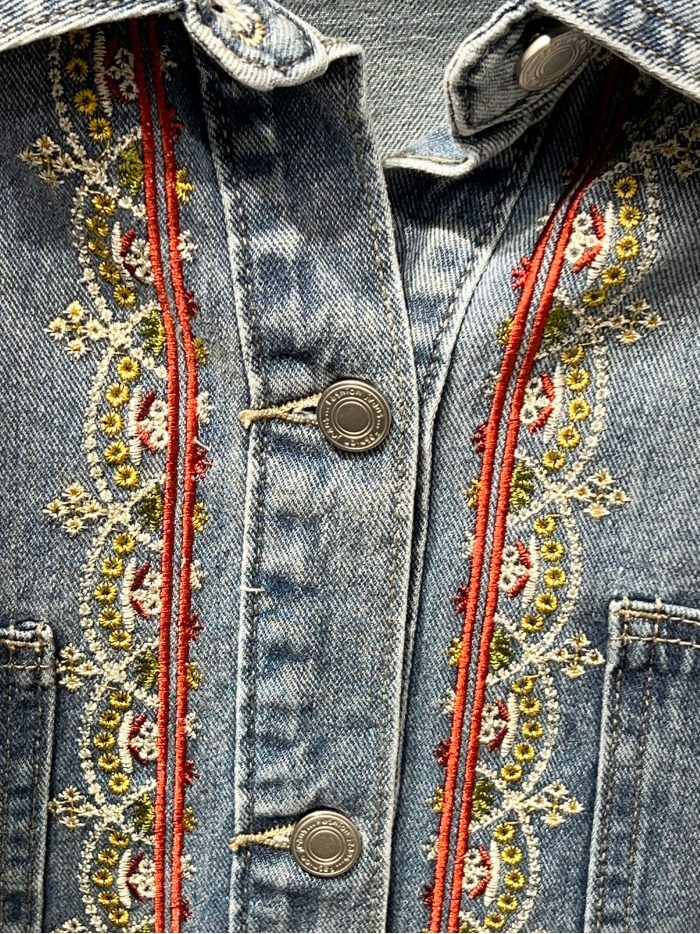 Embroidered denim overshirt
