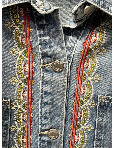 Embroidered denim overshirt