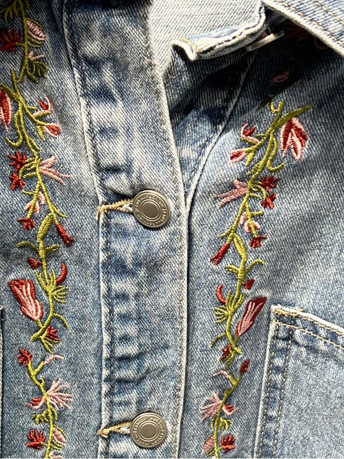Embroidered floral denim overshirt