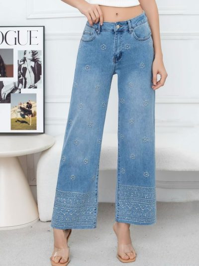 Jeans rectos bordado