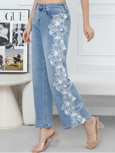 Jeans rectos encaje lateral