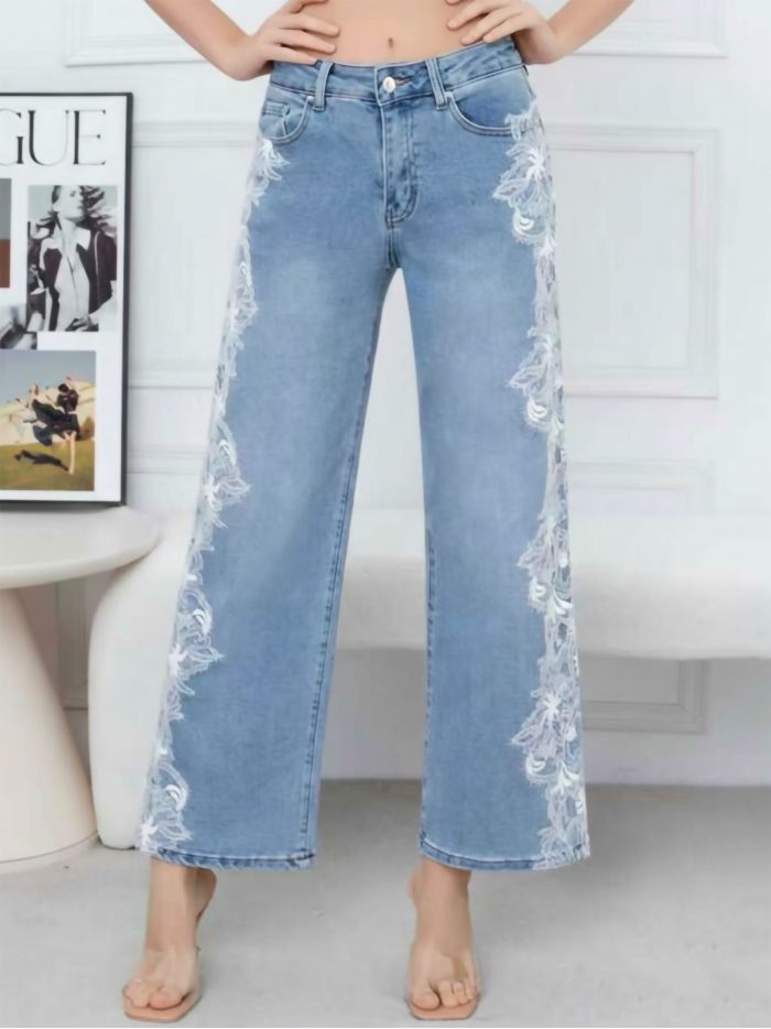 Jeans rectos encaje lateral