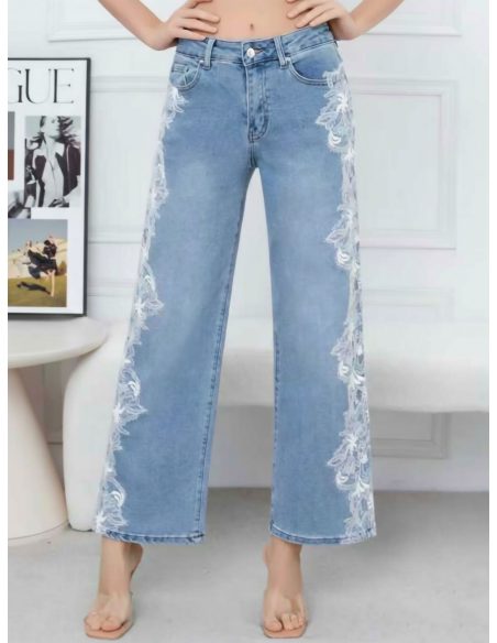 Jeans rectos encaje lateral
