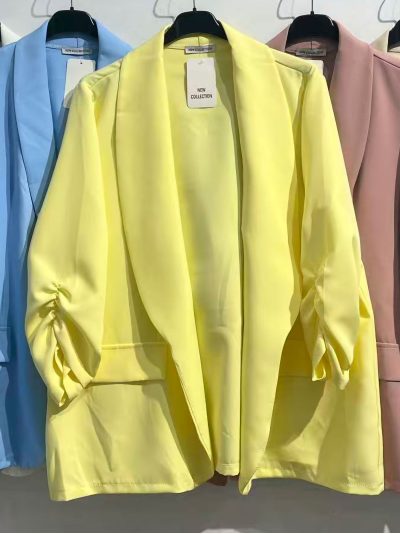 Blazer talla grande manga fruncida