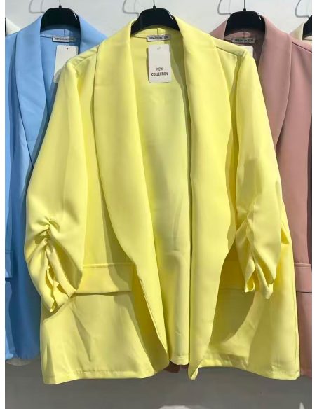 Blazer talla grande manga fruncida