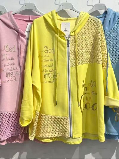 Sudadera encaje capucha y cremallera