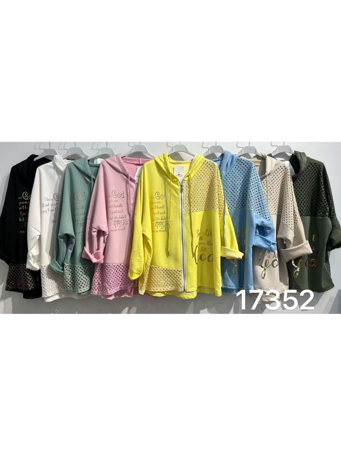 Sudadera encaje capucha y cremallera