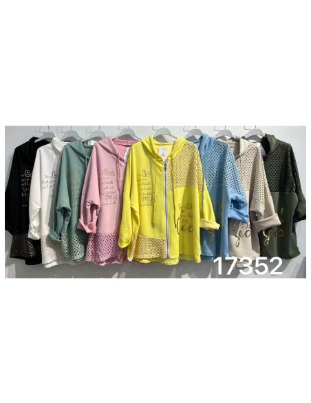 Sudadera encaje capucha y cremallera