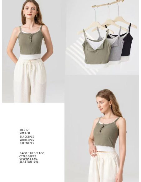 Crop-Top mit Knopfleiste vorne und doppellagigem BH