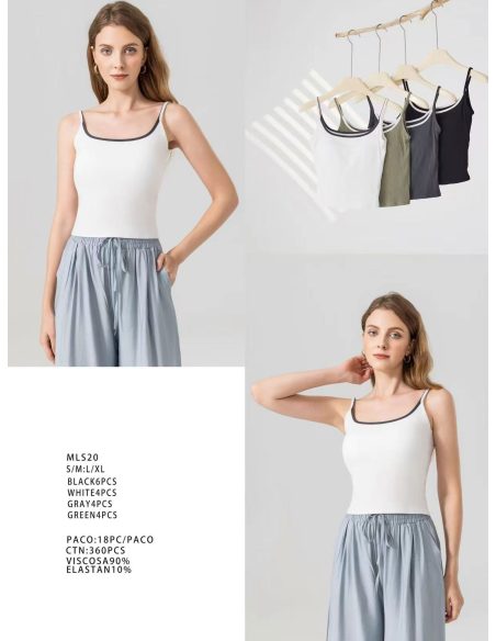 Haut à bretelles avec bordures contrastées et soutien-gorge intégré