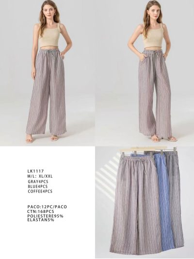 Pantalón wide leg rayas cintura elástica 2