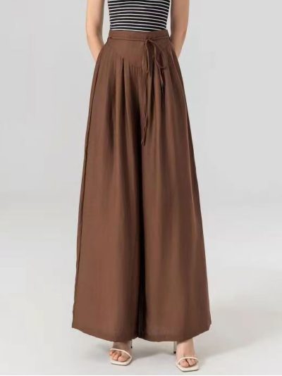 Pantalón palazzo efecto lino