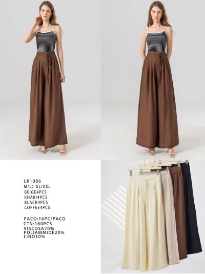 Pantalón palazzo efecto lino 2