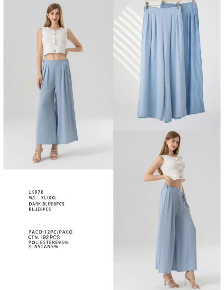 Pantalón palazzo liso pinzas