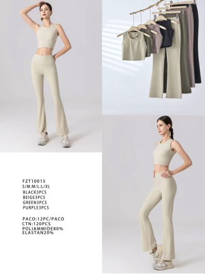 Conjunto Top yoga corto + Leggings flare 2