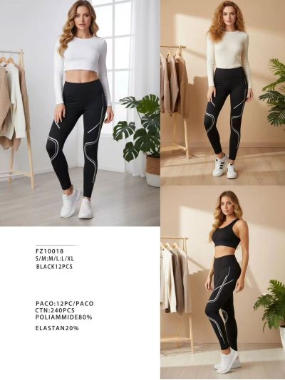 Leggings yogas negros líneas 2
