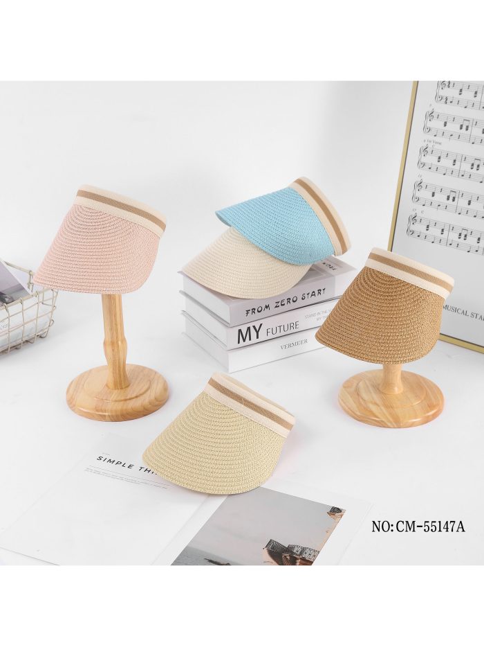 Gorra visera efecto rafia cinta rayas