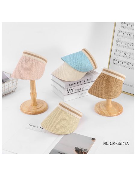 Gorra visera efecto rafia cinta rayas