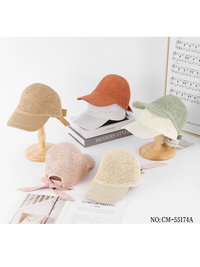 Gorra efecto rafia lazo trasero