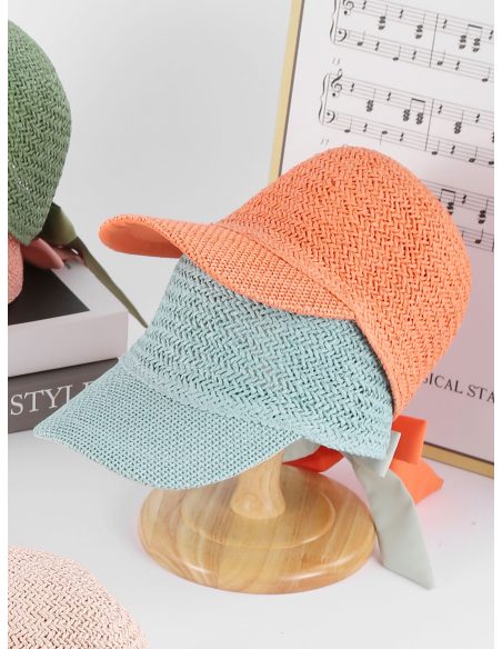 Gorra efecto rafia lazo trasero