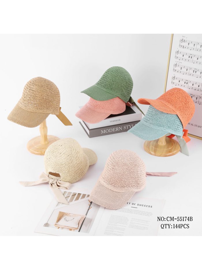 Gorra efecto rafia lazo trasero