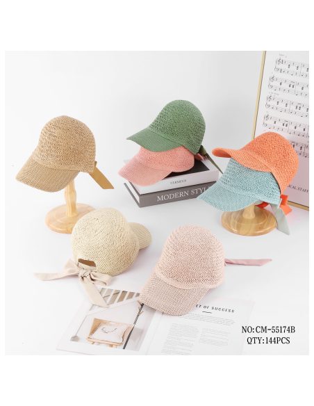 Gorra efecto rafia lazo trasero