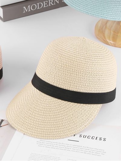 Gorra efecto rafia banda negra